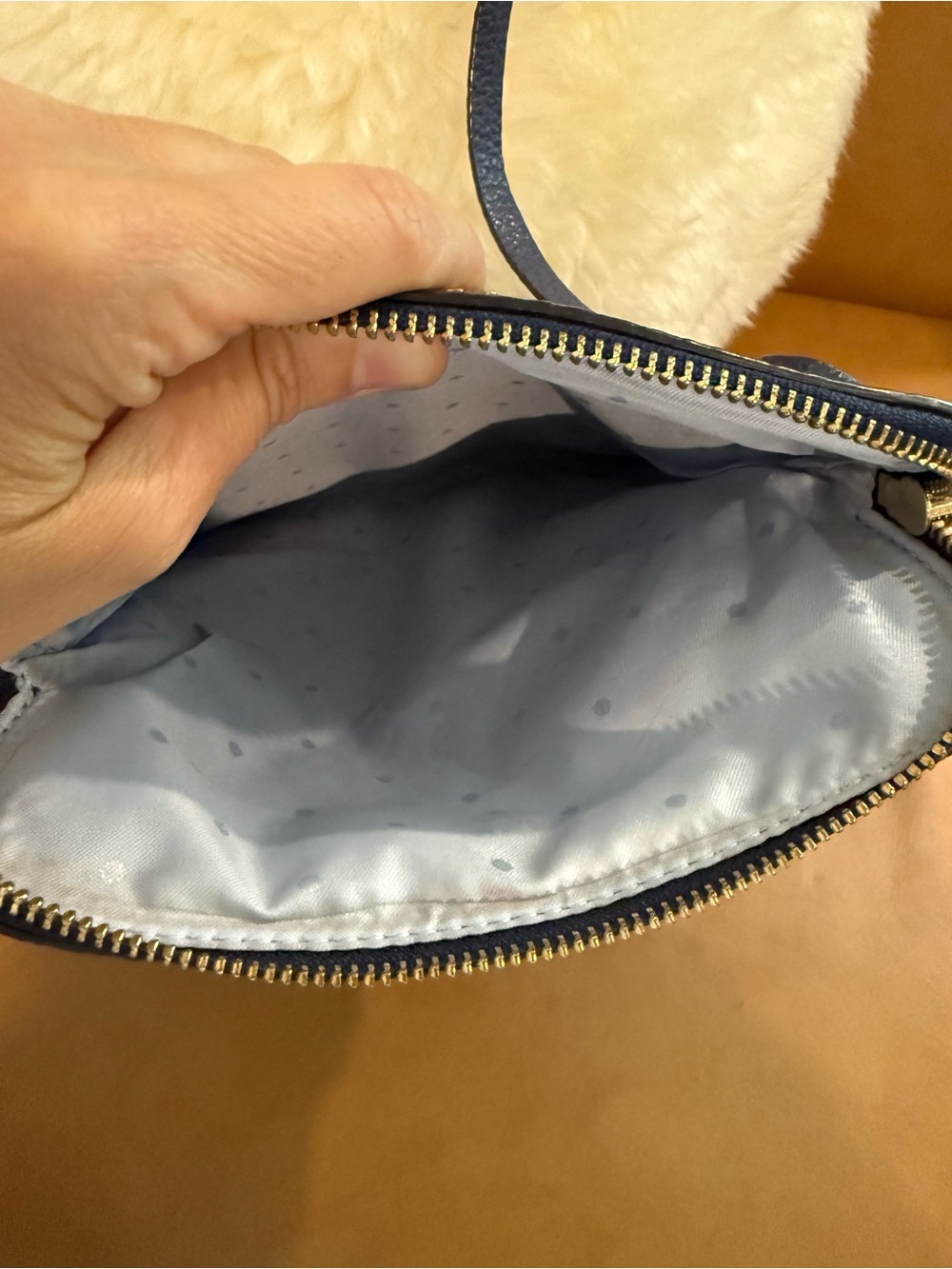 kate spade Navy Pebbled Leather Crossbody with Gold Hardware - Picture 4 of 9